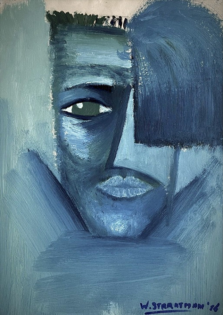 Abstract Kubistisch gezicht, Willem Straatman 1956